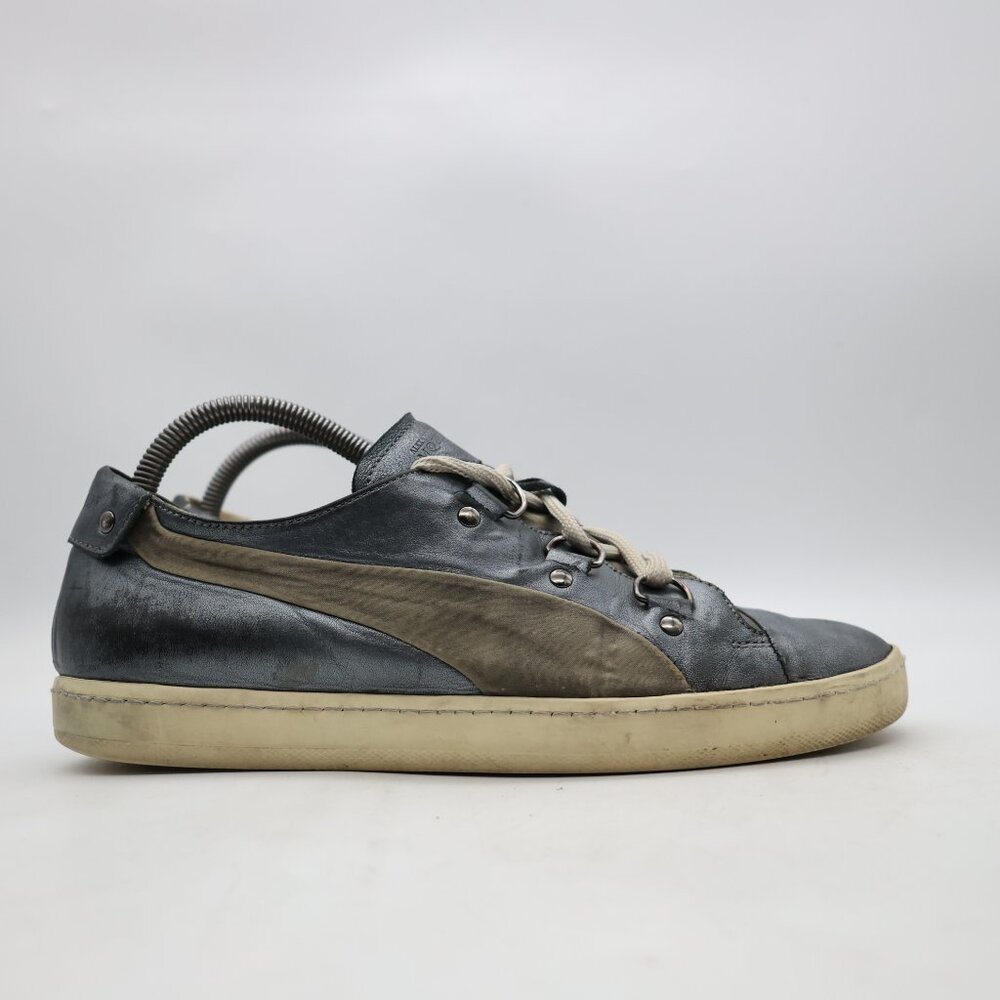 Alexander McQueen Gray and Off-White Leather Sneakers